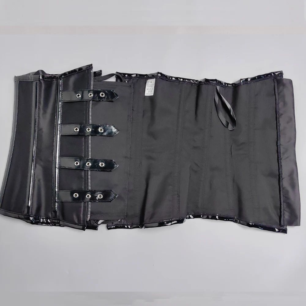 Mens Waist Trainer Corset With Zipper Steel Boned LaceUp Body Shaper Tummy Control Compression Wa 15