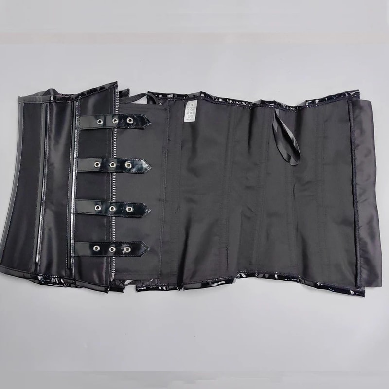 Mens Waist Trainer Corset With Zipper Steel Boned LaceUp Body Shaper Tummy Control Compression Wa 15