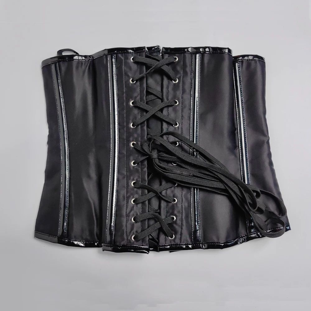 Mens Waist Trainer Corset With Zipper Steel Boned LaceUp Body Shaper Tummy Control Compression Wa 13