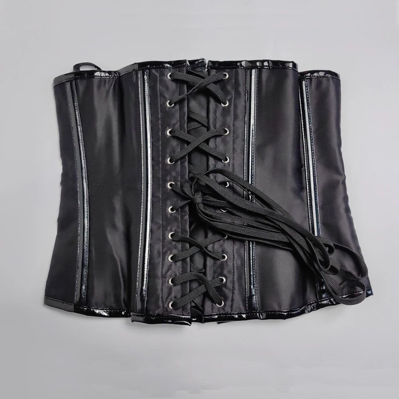 Mens Waist Trainer Corset With Zipper Steel Boned LaceUp Body Shaper Tummy Control Compression Wa 13