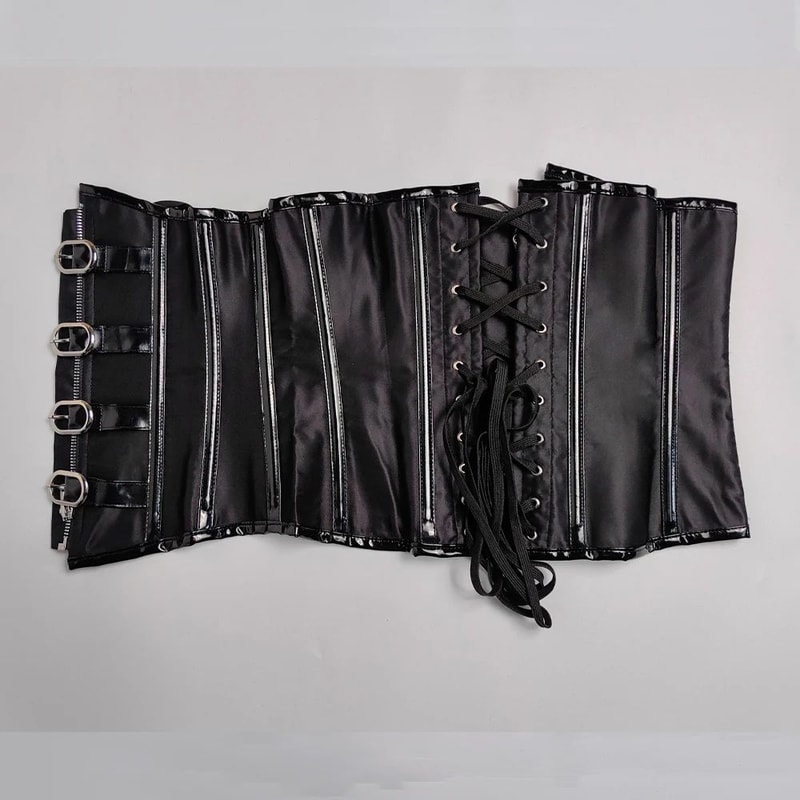 Mens Waist Trainer Corset With Zipper Steel Boned LaceUp Body Shaper Tummy Control Compression Wa 14