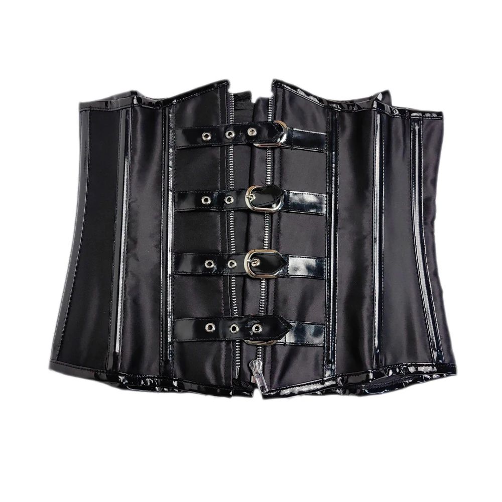 Mens Waist Trainer Corset With Zipper Steel Boned LaceUp Body Shaper Tummy Control Compression Wa 17