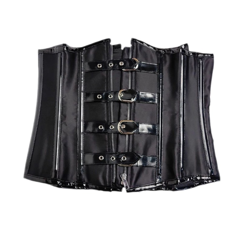 Mens Waist Trainer Corset With Zipper Steel Boned LaceUp Body Shaper Tummy Control Compression Wa 17