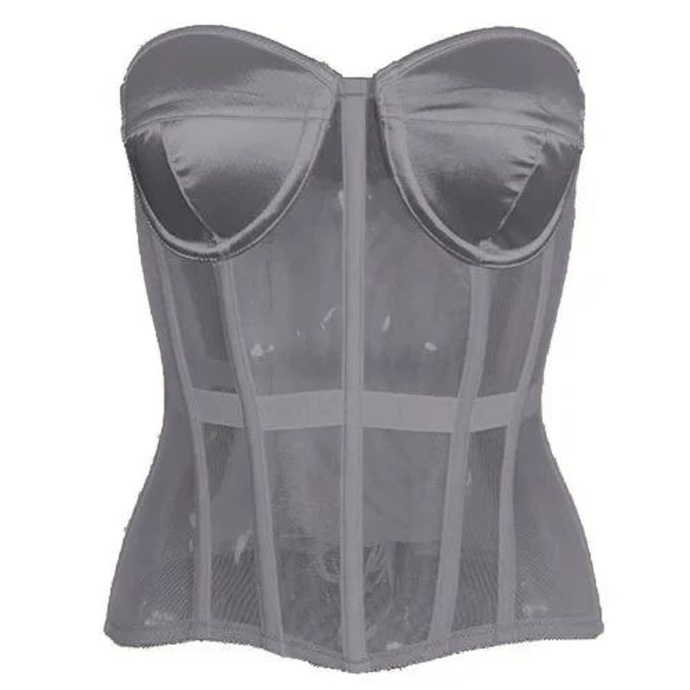 Strapless Corset Bustier For Women Breathable Mesh Boned Bodice With Bra LaceUp Tummy Control Wais 9