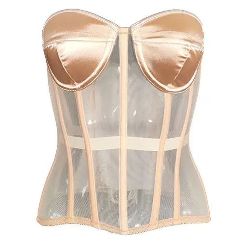 Strapless Corset Bustier For Women Breathable Mesh Boned Bodice With Bra LaceUp Tummy Control Wais 10