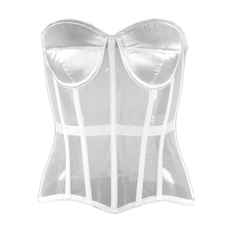 Strapless Corset Bustier For Women Breathable Mesh Boned Bodice With Bra LaceUp Tummy Control Wais 14