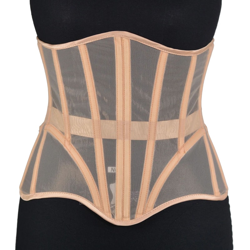 Womens Underbust Mesh Corset Crop Boned LaceUp Waist Slimming Bodice Breathable Tummy Control Wais