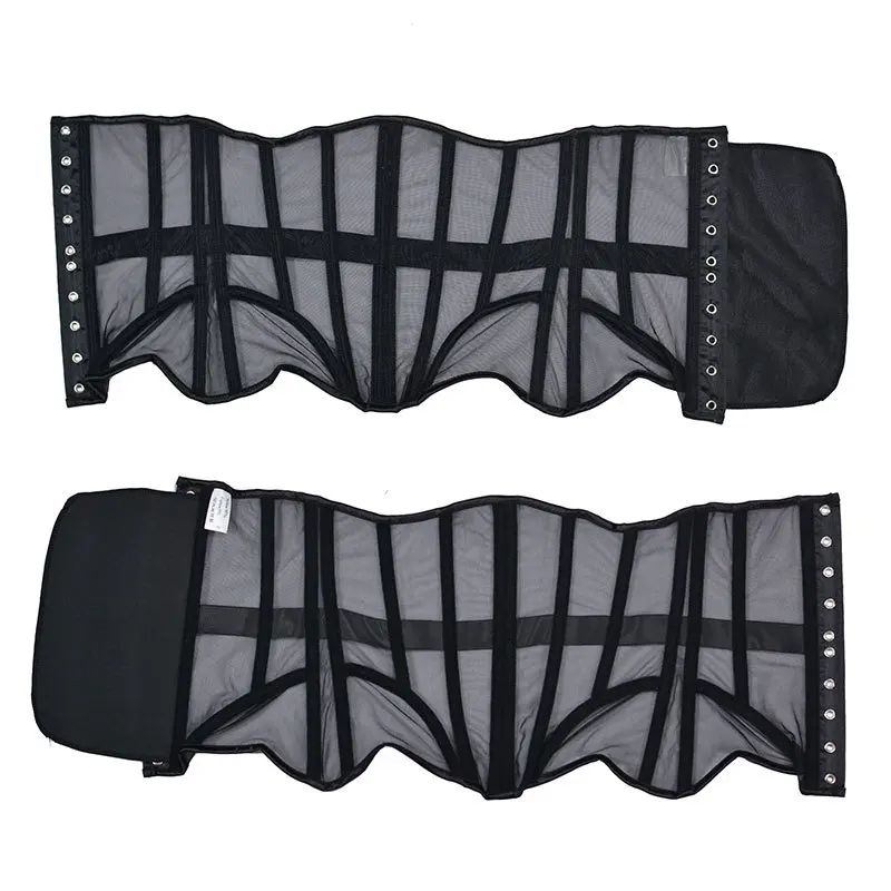 Womens Underbust Mesh Corset Crop Boned LaceUp Waist Slimming Bodice Breathable Tummy Control Wais