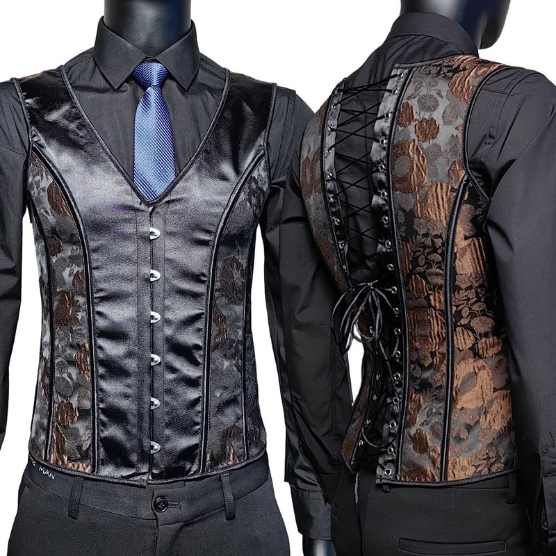 Mens Vintage Corset Waistcoat LaceUp Boned Abdomen Shaping Vest Tummy Control Waist Girdle For For 0