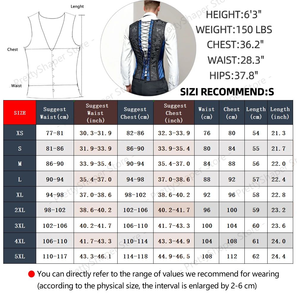 Mens Vintage Corset Waistcoat LaceUp Boned Abdomen Shaping Vest Tummy Control Waist Girdle For For 5
