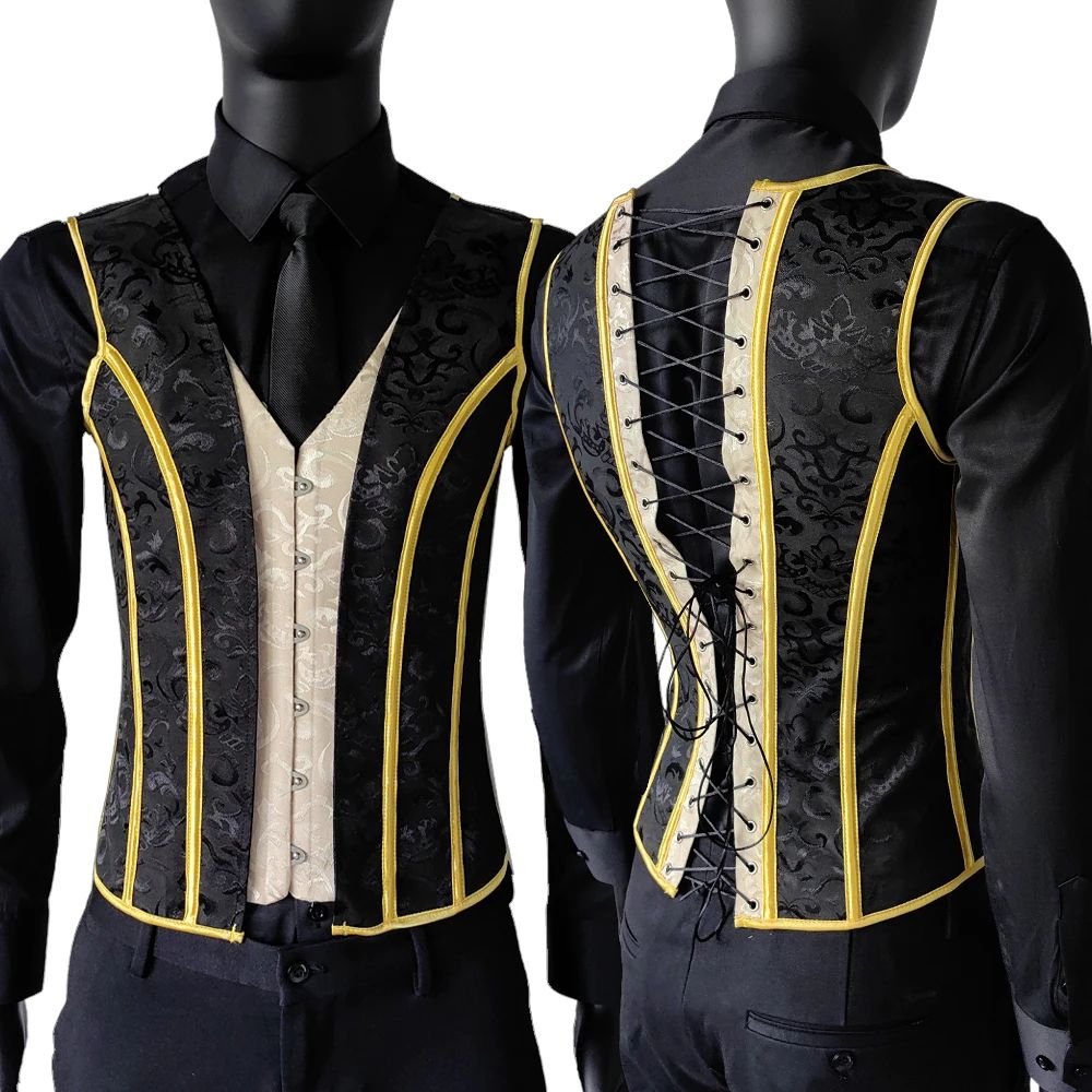 Mens Vintage Corset Waistcoat LaceUp Boned Abdomen Shaping Vest Tummy Control Waist Girdle For For 23