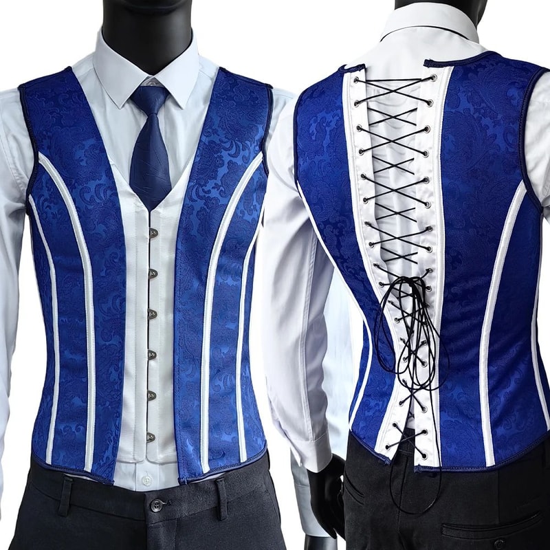 Mens Vintage Corset Waistcoat LaceUp Boned Abdomen Shaping Vest Tummy Control Waist Girdle For For 26
