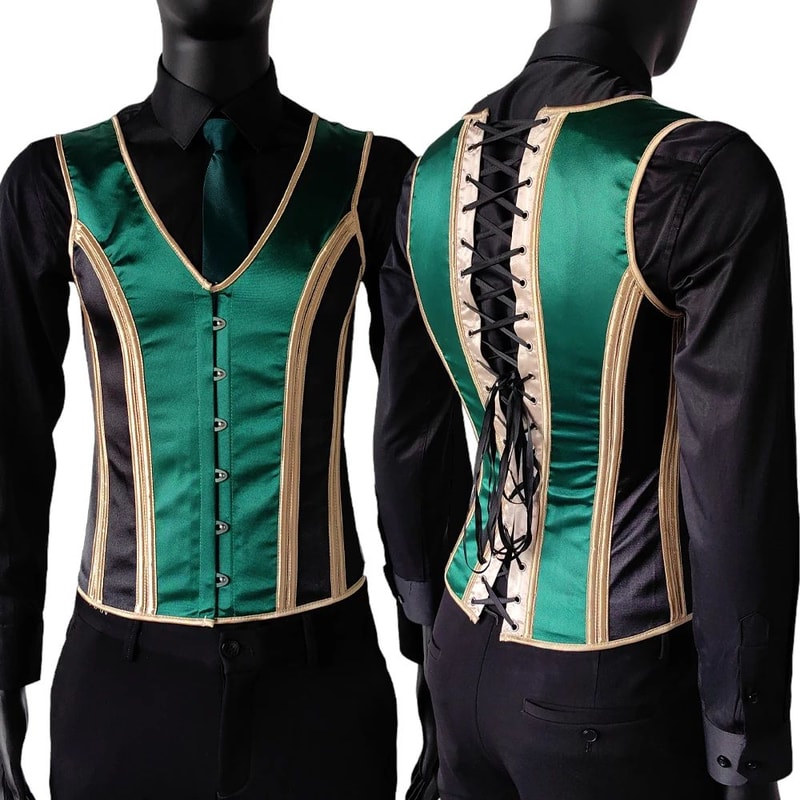 Mens Vintage Corset Waistcoat LaceUp Boned Abdomen Shaping Vest Tummy Control Waist Girdle For For 12
