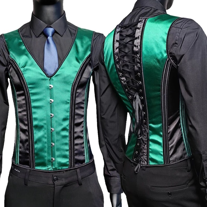 Mens Vintage Corset Waistcoat LaceUp Boned Abdomen Shaping Vest Tummy Control Waist Girdle For For 13