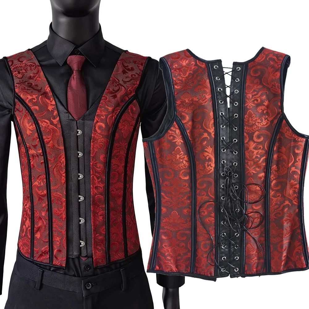 Mens Vintage Corset Waistcoat LaceUp Boned Abdomen Shaping Vest Tummy Control Waist Girdle For For 15