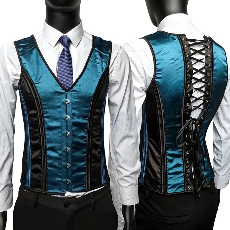 Mens Vintage Corset Waistcoat LaceUp Boned Abdomen Shaping Vest Tummy Control Waist Girdle For For 16