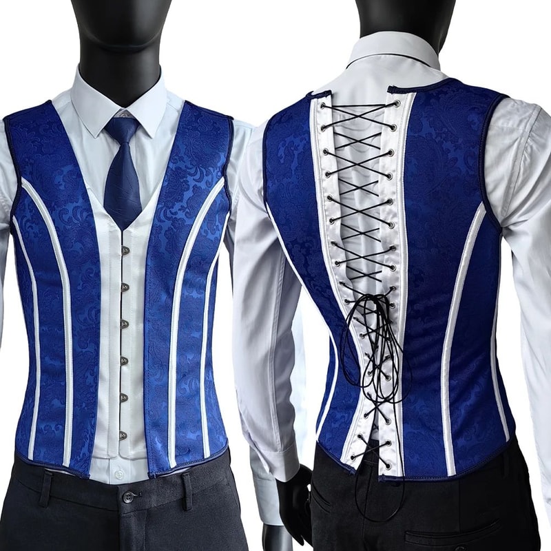 Mens Boned Abdomen Corset Vest Vintage Floral Slimming Waistcoat For Stomach Control Elegant Gothi