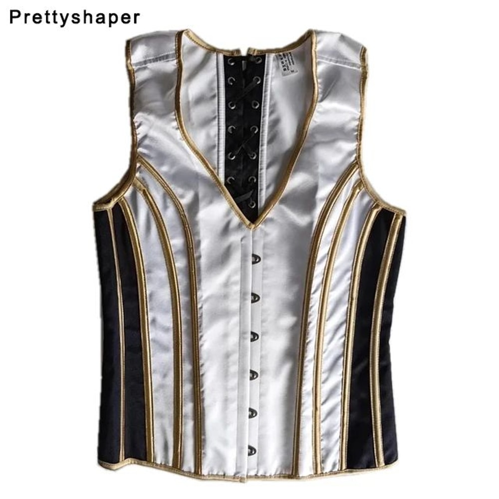 Mens Boned Abdomen Corset Vest Vintage Floral Slimming Waistcoat For Stomach Control Elegant Gothi