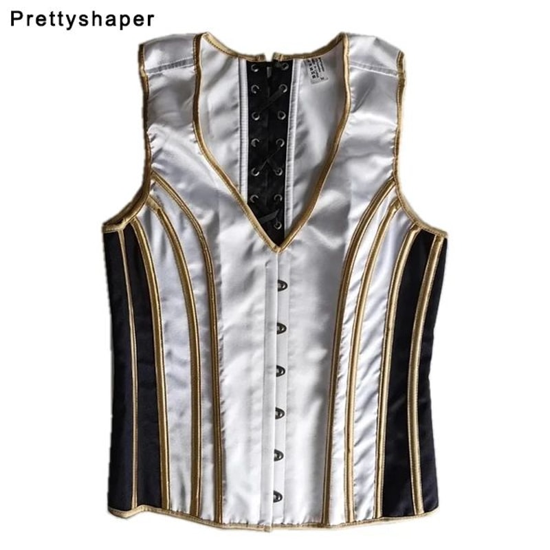 Mens Boned Abdomen Corset Vest Vintage Floral Slimming Waistcoat For Stomach Control Elegant Gothi