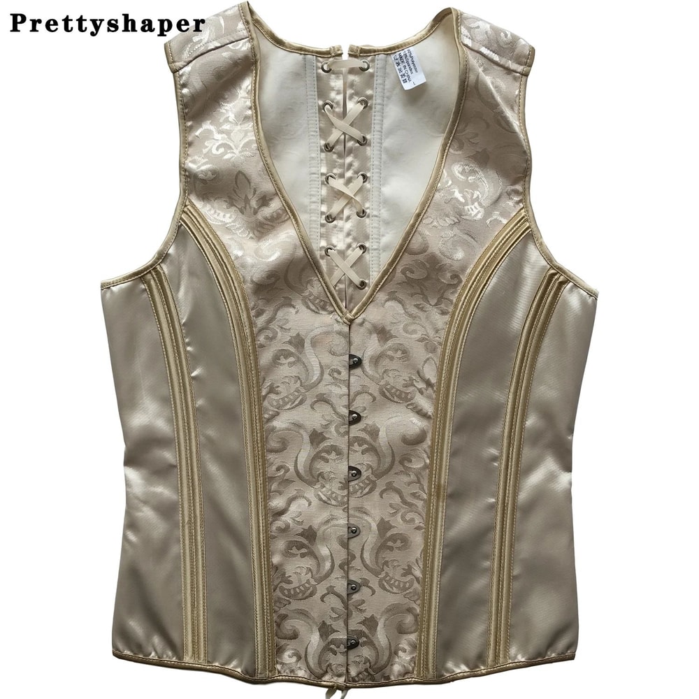 Mens Boned Abdomen Corset Vest Vintage Floral Slimming Waistcoat For Stomach Control Elegant Gothi