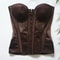 Women Tight Overbust Corset Bustier Transparent Mesh Steel Boned LaceUp Shaping Top For Waist Slim 3