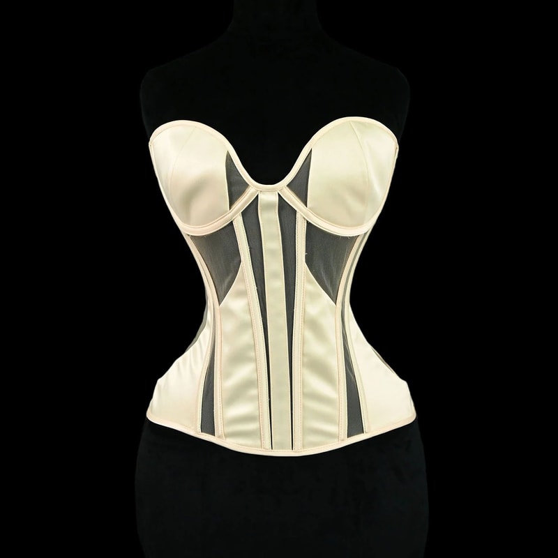 Women Tight Overbust Corset Bustier Transparent Mesh Steel Boned LaceUp Shaping Top For Waist Slim 8