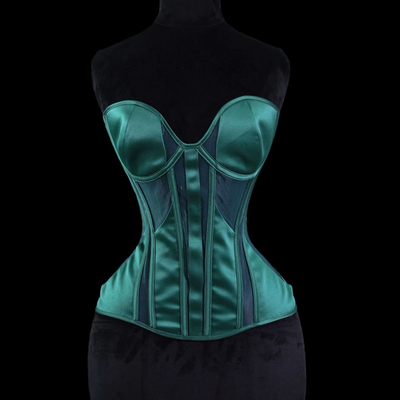 Women Tight Overbust Corset Bustier Transparent Mesh Steel Boned LaceUp Shaping Top For Waist Slim 11