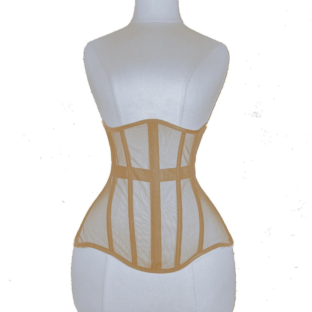 Women Steel Boned Underbust Mesh Corset LaceUp Waist Trainer Bustier For Shaping Stage Costume 6