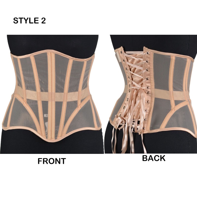 Women Steel Boned Underbust Mesh Corset LaceUp Waist Trainer Bustier For Shaping Stage Costume 10