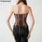 Womens Strapless Mesh Overbust Corset Bustier With Cups Boned LaceUp Waist Slimming Wedding Shapin 2