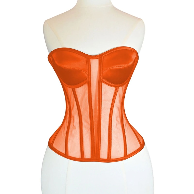 Womens Strapless Mesh Overbust Corset Bustier With Cups Boned LaceUp Waist Slimming Wedding Shapin 11
