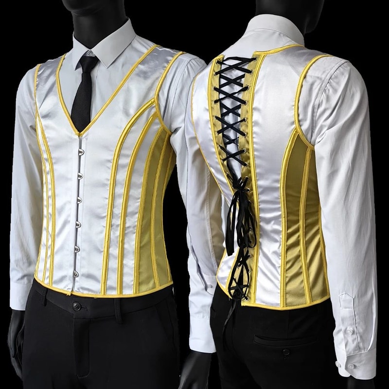 Mens Boned Corset Vest Body Shaper Flat Stomach Waist Girdle For Abdominal Slimming PushUp Suppor 15