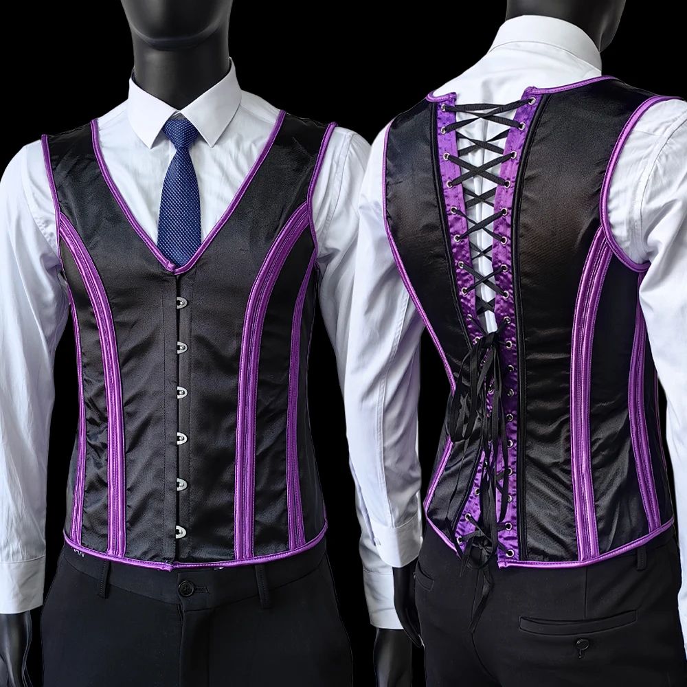 Mens Boned Corset Vest Body Shaper Flat Stomach Waist Girdle For Abdominal Slimming PushUp Suppor 16