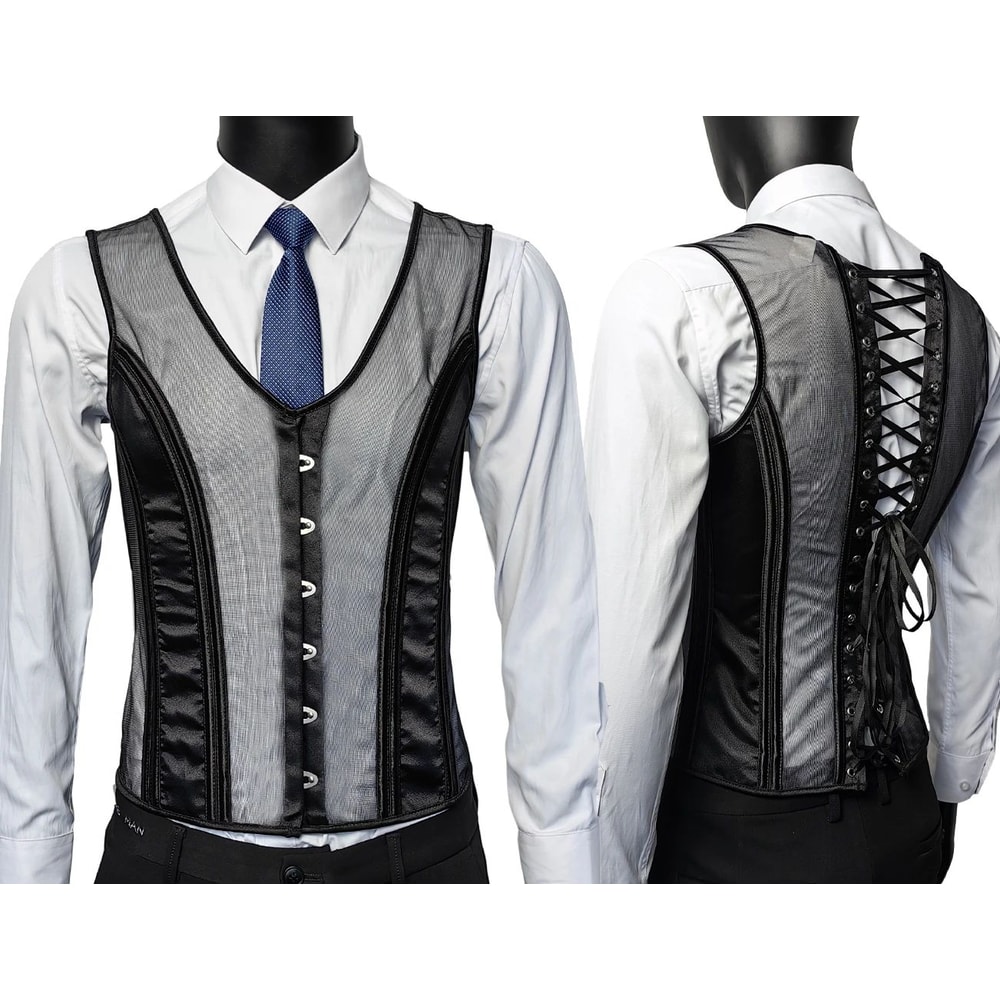 Mens Boned Corset Vest Body Shaper Flat Stomach Waist Girdle For Abdominal Slimming PushUp Suppor 7