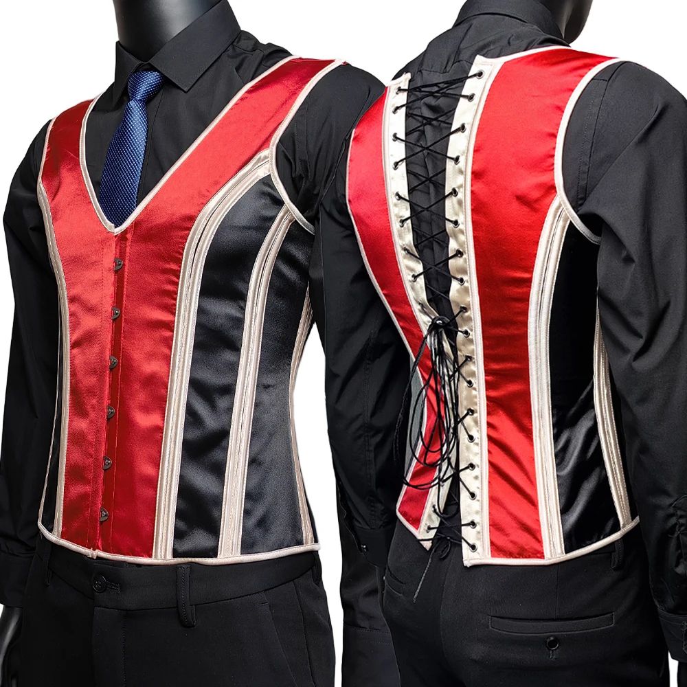 Mens Boned Corset Vest Body Shaper Flat Stomach Waist Girdle For Abdominal Slimming PushUp Suppor 28