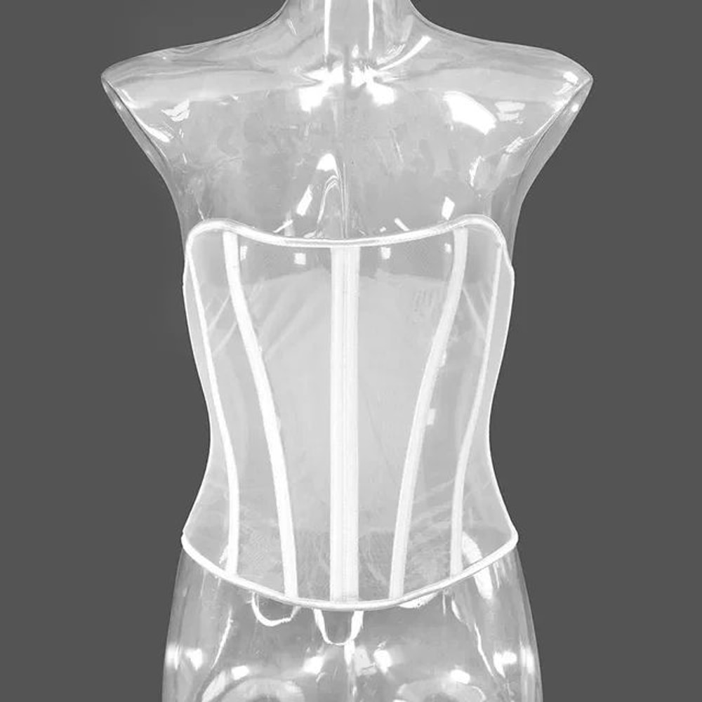 Womens Mesh Boned Corset Bustier PushUp Shaping Transparent Bodice For Waist Slimming Dress Outwe
