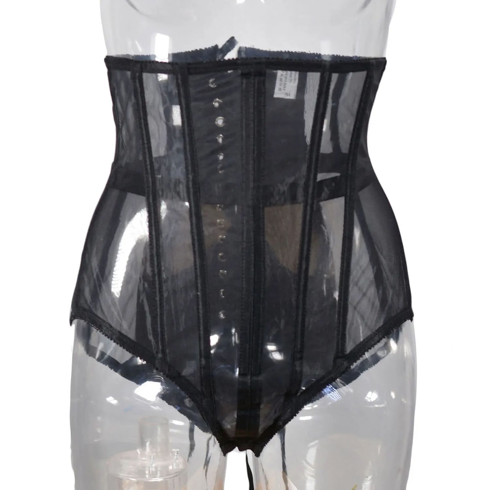 Womens Mesh Boned Corset Bustier PushUp Shaping Transparent Bodice For Waist Slimming Dress Outwe
