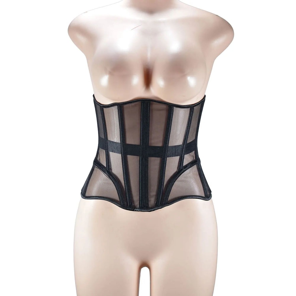 Womens Mesh Boned Corset Bustier PushUp Shaping Transparent Bodice For Waist Slimming Dress Outwe