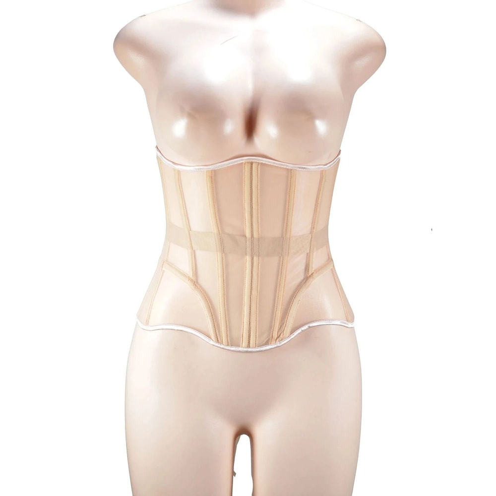 Womens Mesh Boned Corset Bustier PushUp Shaping Transparent Bodice For Waist Slimming Dress Outwe