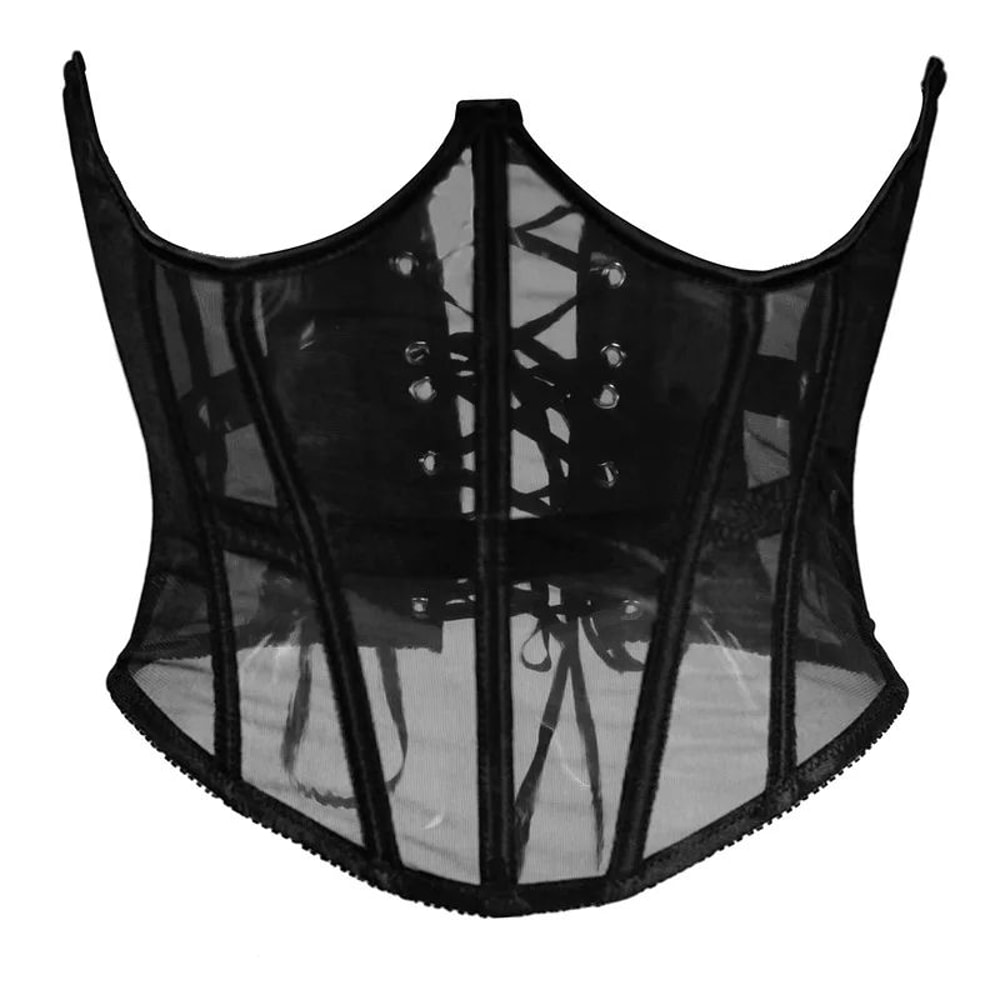 Womens Mesh Boned Corset Bustier PushUp Shaping Transparent Bodice For Waist Slimming Dress Outwe