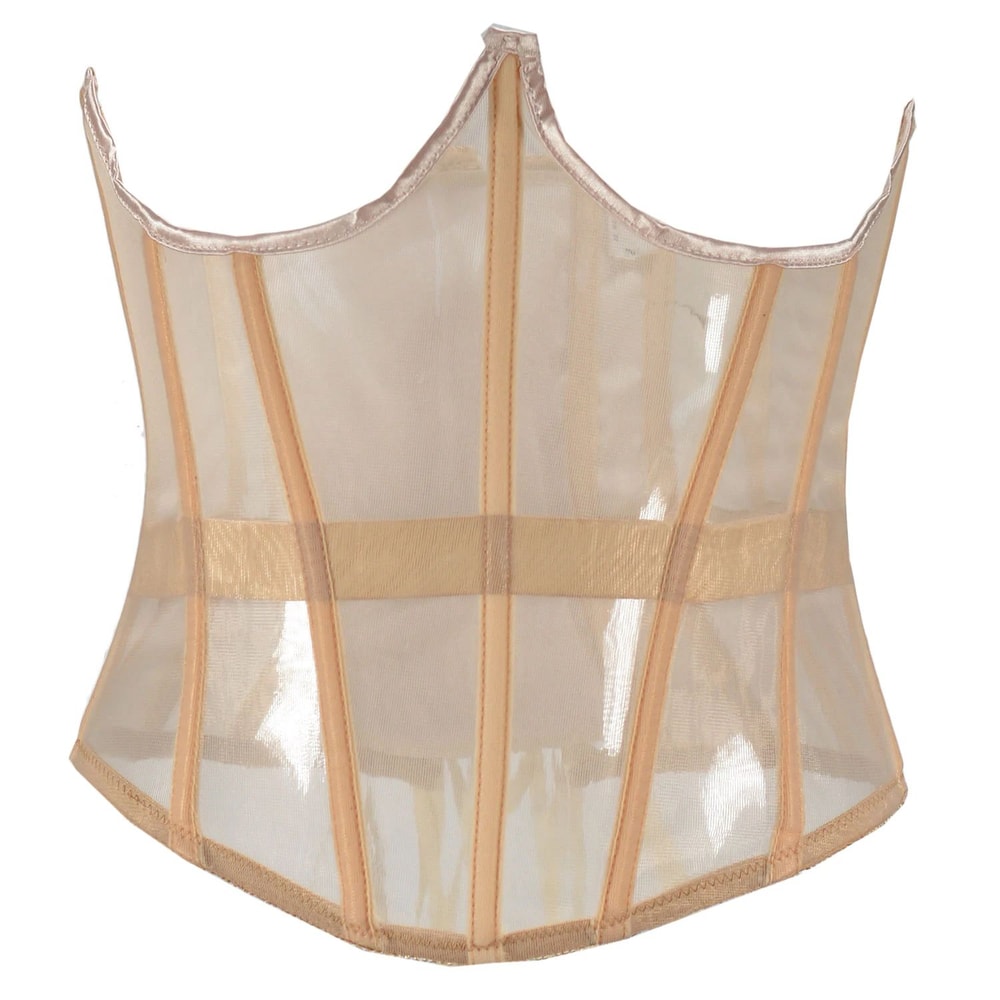 Womens Mesh Boned Corset Bustier PushUp Shaping Transparent Bodice For Waist Slimming Dress Outwe