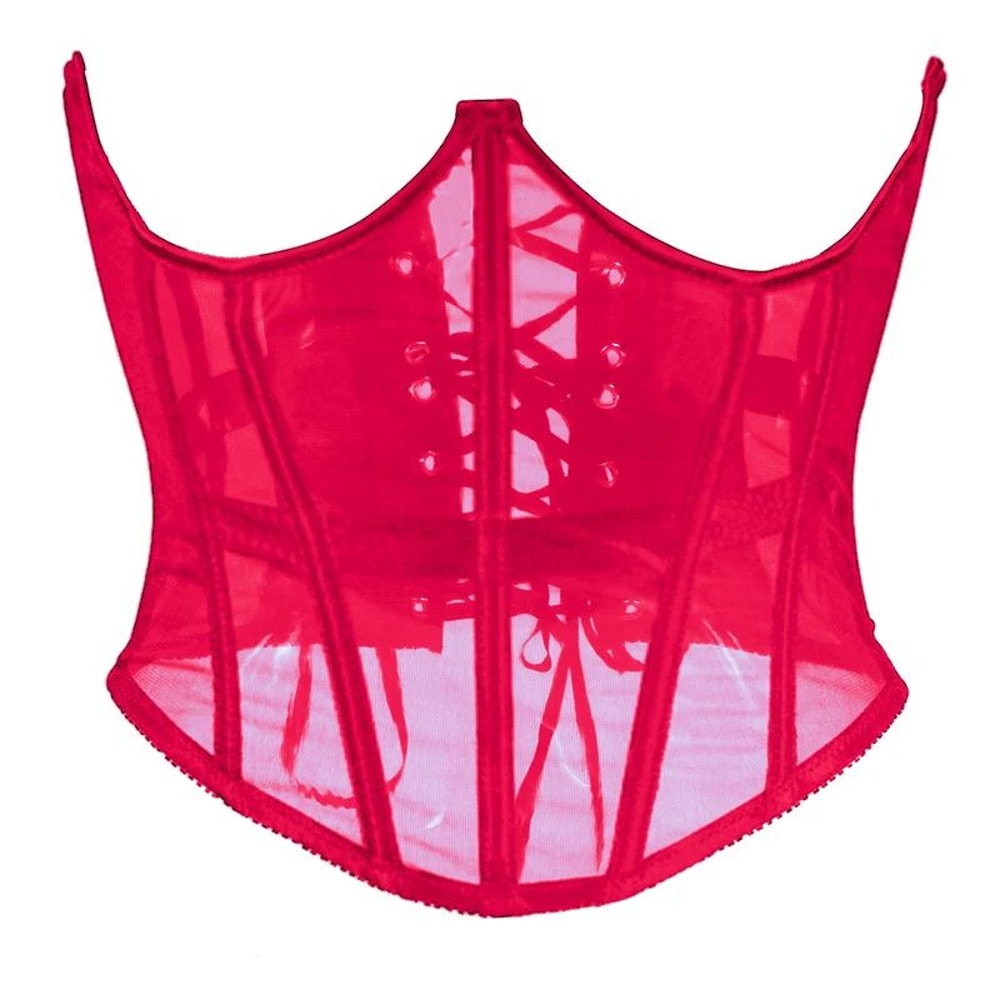 Womens Mesh Boned Corset Bustier PushUp Shaping Transparent Bodice For Waist Slimming Dress Outwe