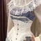 Womens Fancy Underbust Lace Corset Bustier Gold Boned LaceUp Waist Trainer Vintage Lolita Bodice F 2
