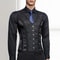 Mens LaceUp Boned Corset Waistcoat Vest Slim Waist Shaping VNeck Black Print Formal Wedding Stage 4