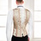Mens Corset Vest Waistcoat Beige Floral Boned LaceUp Waist Trainer Tight Formal Dress Vest For Wed 0