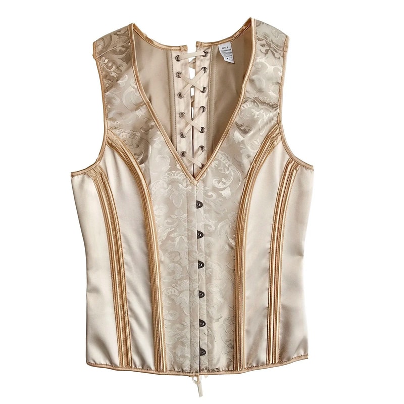 Mens Corset Vest Waistcoat Beige Floral Boned LaceUp Waist Trainer Tight Formal Dress Vest For Wed 3