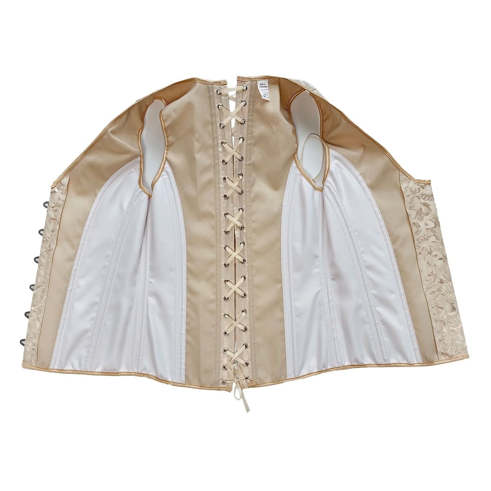 Mens Corset Vest Waistcoat Beige Floral Boned LaceUp Waist Trainer Tight Formal Dress Vest For Wed 4