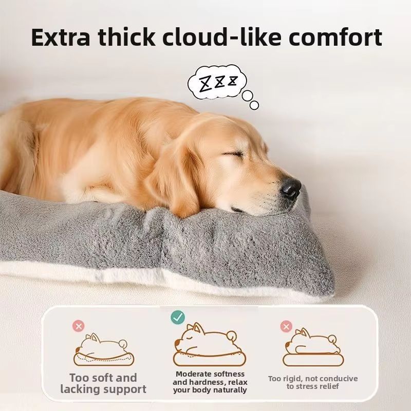 Extra Large Plush Dog Bed Sofa Thickened Super Soft Polyester Pet Mat Dog Crate Mat For Large Dog 4
