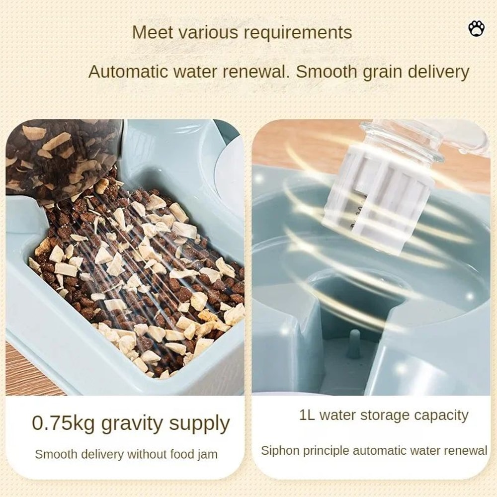 2in1 Automatic Cat Feeder Water Dispenser Set Tilted Gravity Food Feeder And Waterer For Cats Sma 3