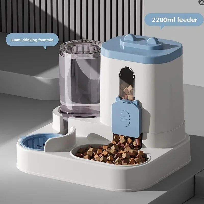 2in1 Automatic Cat Feeder Water Dispenser Set Tilted Gravity Food Feeder And Waterer For Cats Sma 6